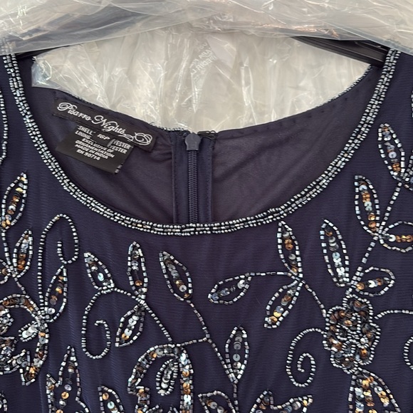 Pisarro Nights Navy 3/4 Sleeve A-Line Gown - Picture 4 of 6